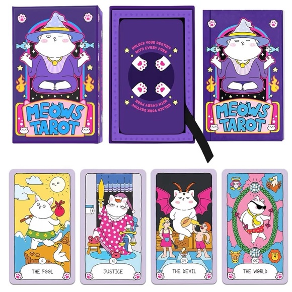 Meows Tarot Card Deck For Cat Lovers w/ Guidebook 78 Cards for Adults Beginners - Picture 2 of 11